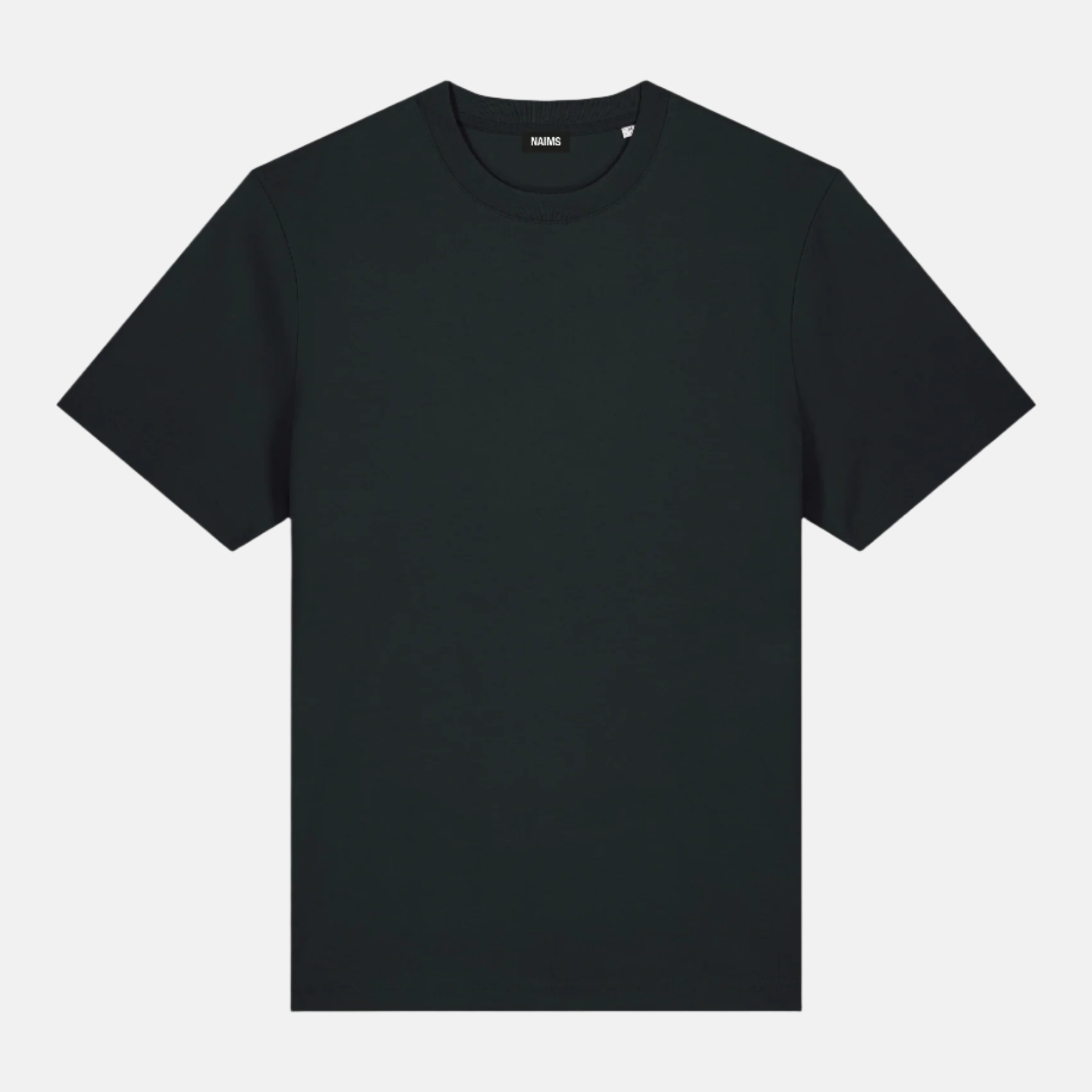 Front view of the Hamburg 579 Tee - Black NAIMS streetwear t-shirt with a bold white Hamburg emblem print on the arm.