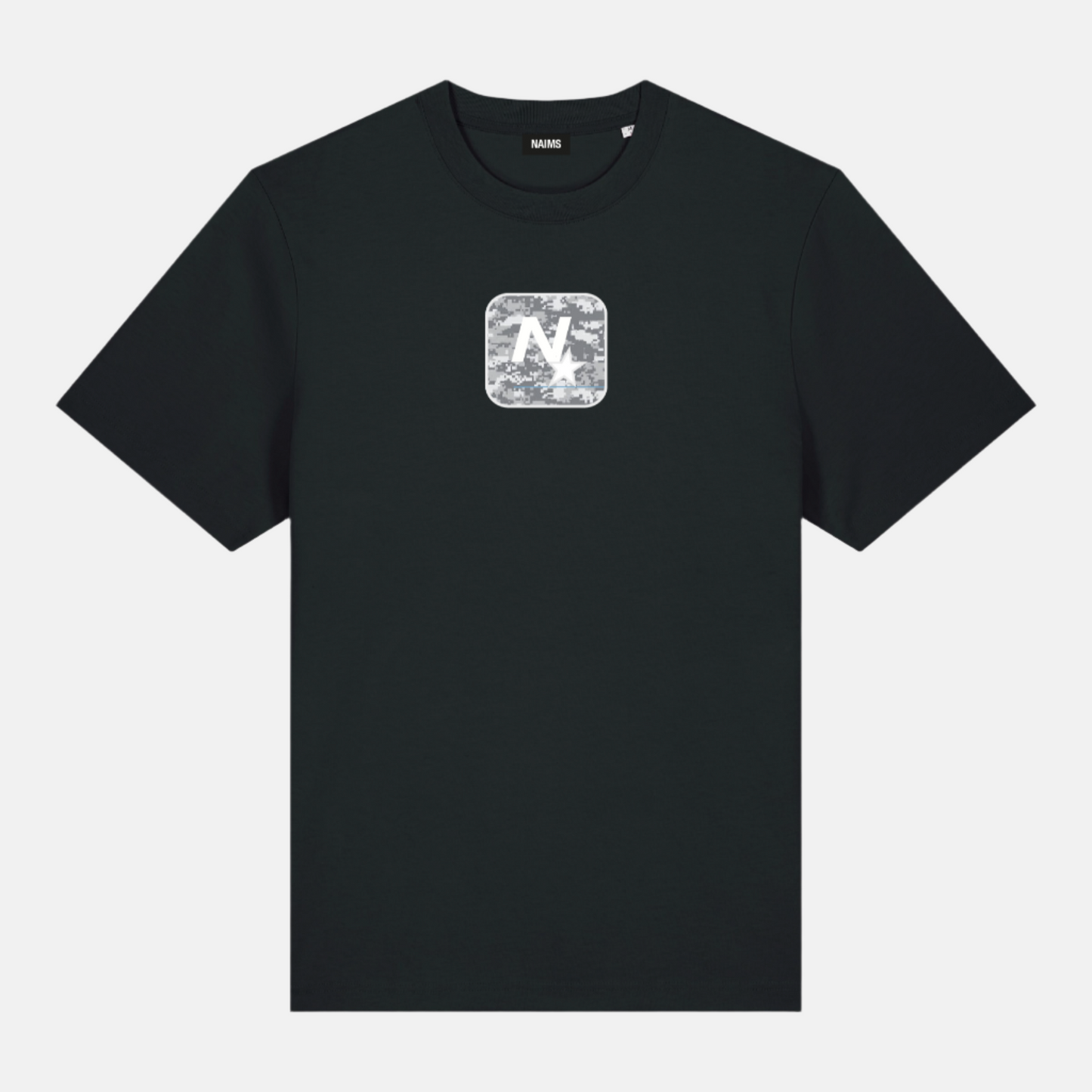 N Star Tee - Black Premium Cotton Streetwear T-Shirt NAIMS with camouflage print